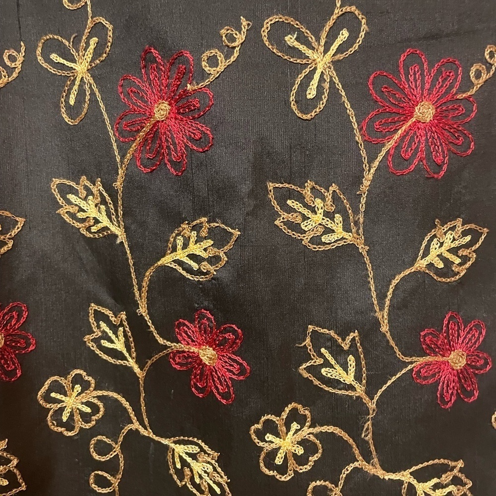 Silkland 100% pure silk maxi skirt Size 16 Black, red and gold, retro, holiday - Picture 9 of 9